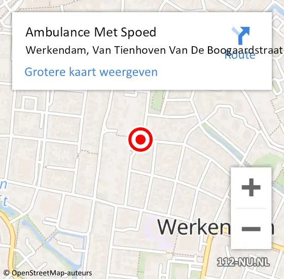 Locatie op kaart van de 112 melding: Ambulance Met Spoed Naar Werkendam, Van Tienhoven Van De Boogaardstraat op 9 april 2015 22:21