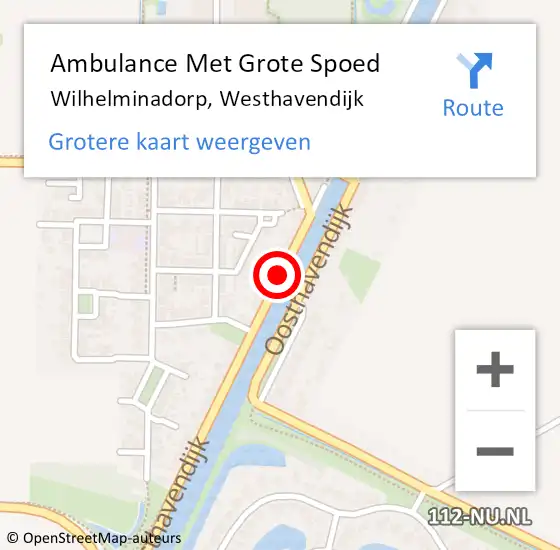 Locatie op kaart van de 112 melding: Ambulance Met Grote Spoed Naar Wilhelminadorp, Westhavendijk op 10 april 2015 01:35