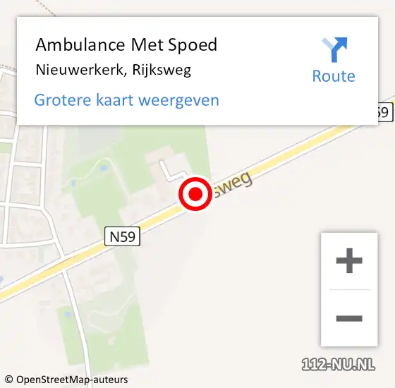 Locatie op kaart van de 112 melding: Ambulance Met Spoed Naar Nieuwerkerk, Rijksweg op 10 april 2015 01:45