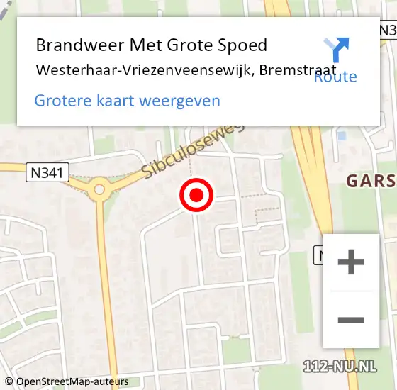 Locatie op kaart van de 112 melding: Brandweer Met Grote Spoed Naar Westerhaar-Vriezenveensewijk, Bremstraat op 10 april 2015 02:25