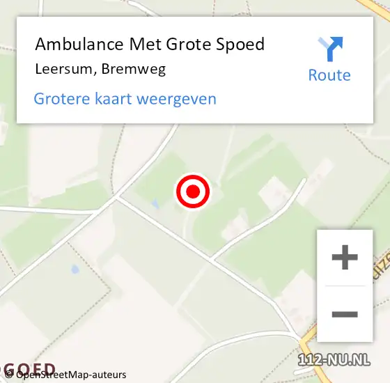 Locatie op kaart van de 112 melding: Ambulance Met Grote Spoed Naar Leersum, Bremweg op 10 april 2015 03:49