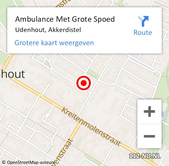 Locatie op kaart van de 112 melding: Ambulance Met Grote Spoed Naar Udenhout, Akkerdistel op 10 april 2015 04:17