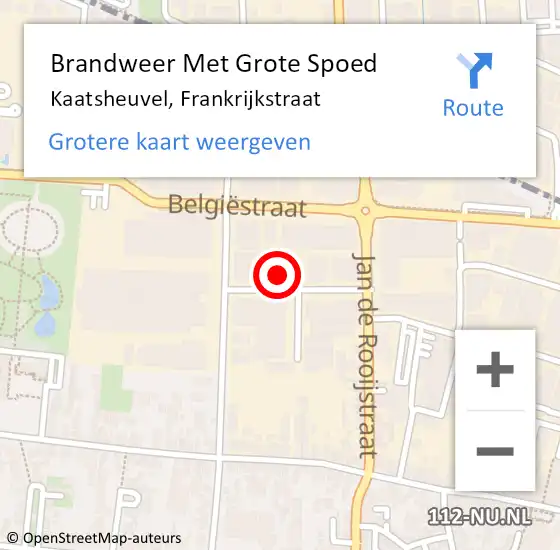 Locatie op kaart van de 112 melding: Brandweer Met Grote Spoed Naar Kaatsheuvel, Frankrijkstraat op 10 april 2015 04:22