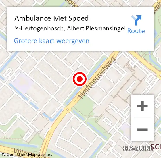 Locatie op kaart van de 112 melding: Ambulance Met Spoed Naar 's-Hertogenbosch, Albert Plesmansingel op 10 april 2015 04:41