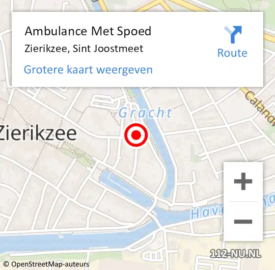 Locatie op kaart van de 112 melding: Ambulance Met Spoed Naar Zierikzee, Sint Joostmeet op 10 april 2015 06:01