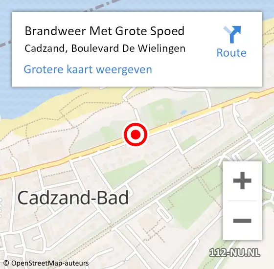 Locatie op kaart van de 112 melding: Brandweer Met Grote Spoed Naar Cadzand, Boulevard De Wielingen op 10 april 2015 06:10