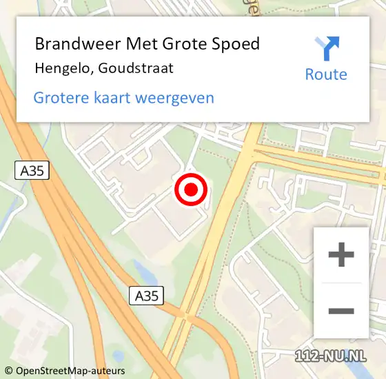 Locatie op kaart van de 112 melding: Brandweer Met Grote Spoed Naar Hengelo, Goudstraat op 10 april 2015 06:58