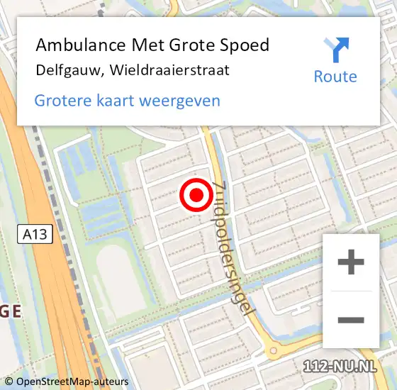 Locatie op kaart van de 112 melding: Ambulance Met Grote Spoed Naar Delfgauw, Wieldraaierstraat op 10 april 2015 07:34