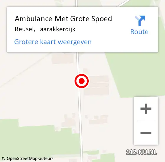 Locatie op kaart van de 112 melding: Ambulance Met Grote Spoed Naar Reusel, Laarakkerdijk op 10 april 2015 08:13