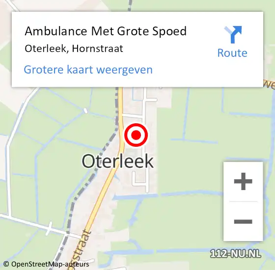 Locatie op kaart van de 112 melding: Ambulance Met Grote Spoed Naar Oterleek, Hornstraat op 10 april 2015 08:53