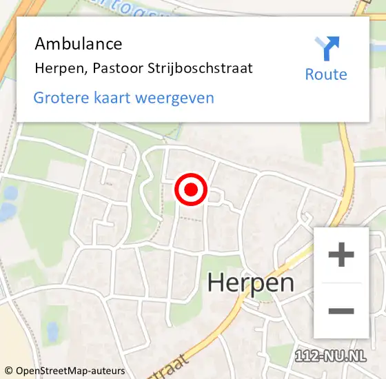 Locatie op kaart van de 112 melding: Ambulance Herpen, Pastoor Strijboschstraat op 10 april 2015 09:02