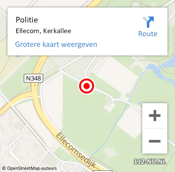 Locatie op kaart van de 112 melding: Politie Ellecom, Kerkallee op 10 april 2015 09:11