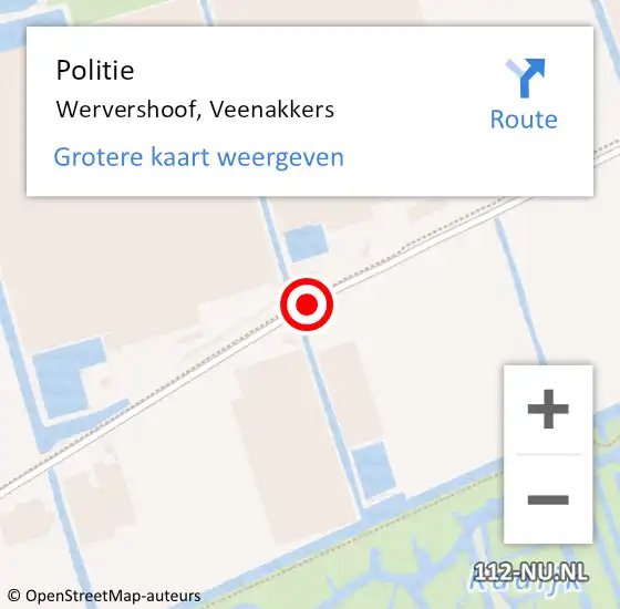 Locatie op kaart van de 112 melding: Politie Wervershoof, Veenakkers op 10 april 2015 09:27