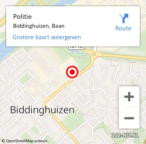 Locatie op kaart van de 112 melding: Politie Biddinghuizen, Baan op 10 april 2015 09:38