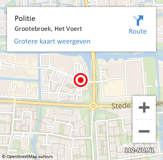 Locatie op kaart van de 112 melding: Politie Grootebroek, Het Voert op 10 april 2015 11:23