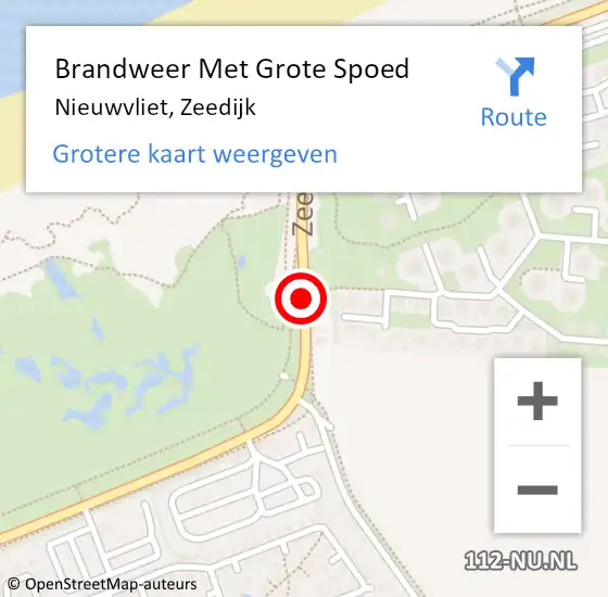 Locatie op kaart van de 112 melding: Brandweer Met Grote Spoed Naar Nieuwvliet, Zeedijk op 10 april 2015 12:25