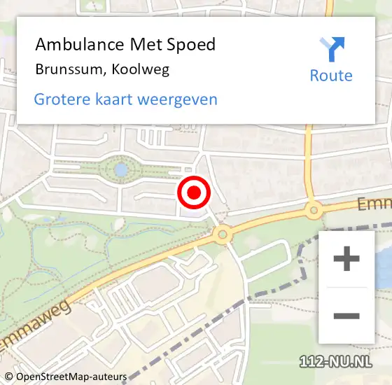 Locatie op kaart van de 112 melding: Ambulance Met Spoed Naar Brunssum, Koolweg op 10 april 2015 12:36