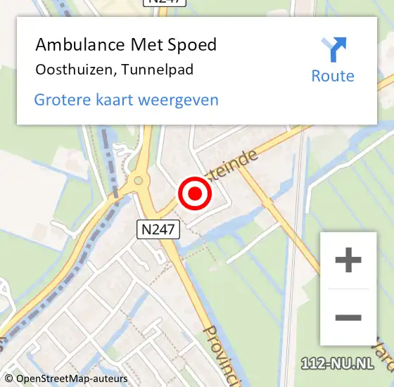 Locatie op kaart van de 112 melding: Ambulance Met Spoed Naar Oosthuizen, Tunnelpad op 10 april 2015 13:12