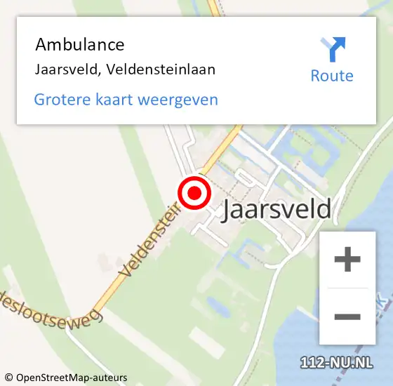 Locatie op kaart van de 112 melding: Ambulance Jaarsveld, Veldensteinlaan op 10 april 2015 13:17