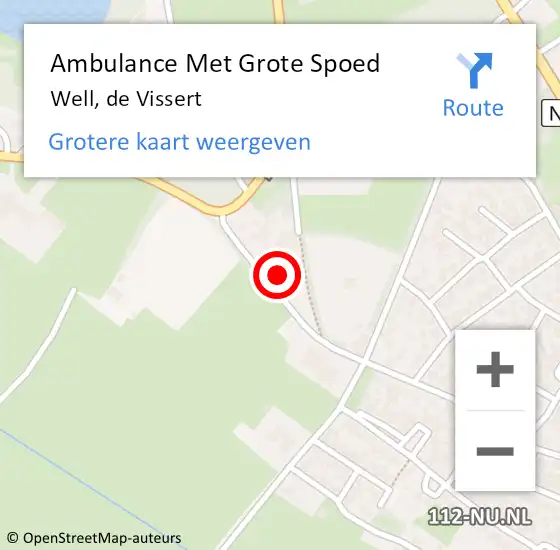 Locatie op kaart van de 112 melding: Ambulance Met Grote Spoed Naar Well, de Vissert op 10 april 2015 13:35