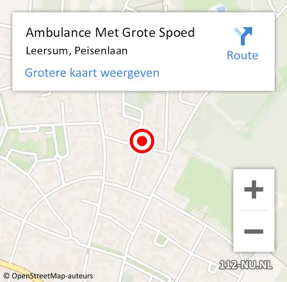 Locatie op kaart van de 112 melding: Ambulance Met Grote Spoed Naar Leersum, Peisenlaan op 10 april 2015 14:00