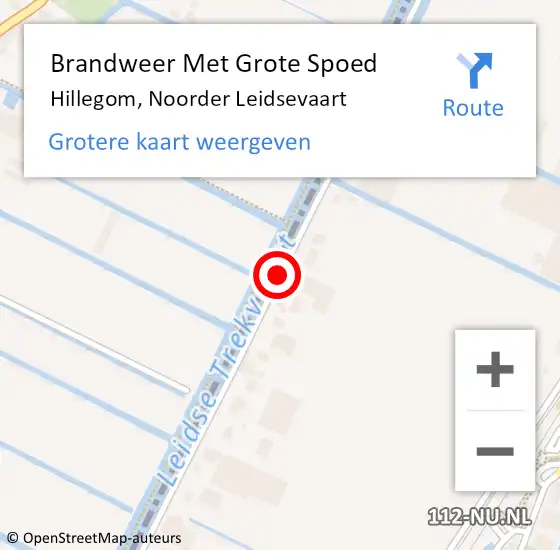 Locatie op kaart van de 112 melding: Brandweer Met Grote Spoed Naar Hillegom, Noorder Leidsevaart op 10 april 2015 14:43