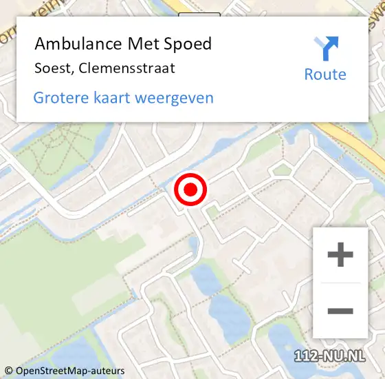 Locatie op kaart van de 112 melding: Ambulance Met Spoed Naar Soest, Clemensstraat op 10 april 2015 15:24