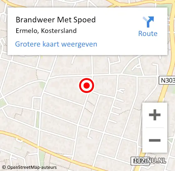 Locatie op kaart van de 112 melding: Brandweer Met Spoed Naar Ermelo, Kostersland op 10 april 2015 15:47