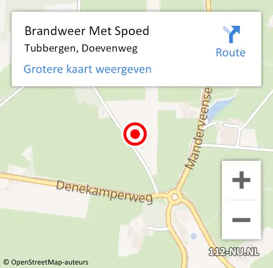 Locatie op kaart van de 112 melding: Brandweer Met Spoed Naar Tubbergen, Doevenweg op 10 april 2015 16:00