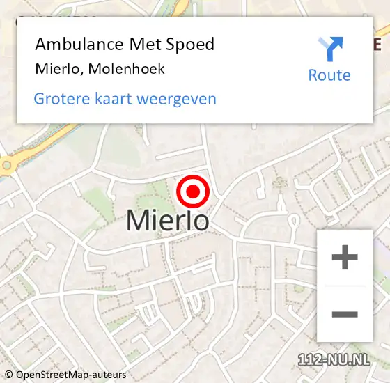 Locatie op kaart van de 112 melding: Ambulance Met Spoed Naar Mierlo, Molenhoek op 10 april 2015 16:43