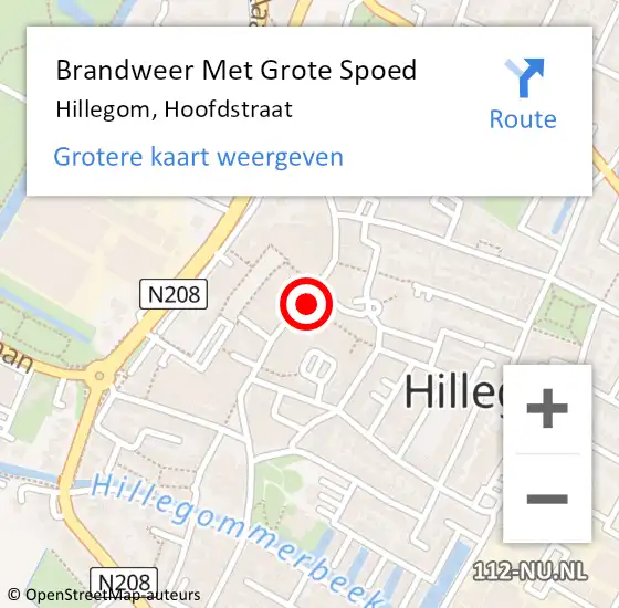 Locatie op kaart van de 112 melding: Brandweer Met Grote Spoed Naar Hillegom, Hoofdstraat op 10 april 2015 16:54