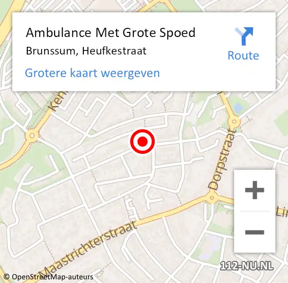 Locatie op kaart van de 112 melding: Ambulance Met Grote Spoed Naar Brunssum, Heufkestraat op 10 april 2015 17:01