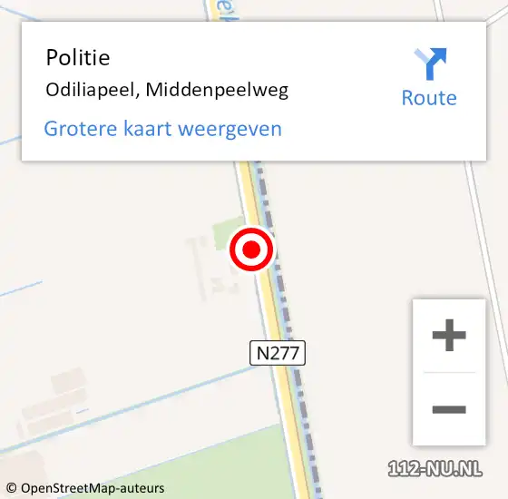 Locatie op kaart van de 112 melding: Politie Odiliapeel, Middenpeelweg op 10 april 2015 17:03