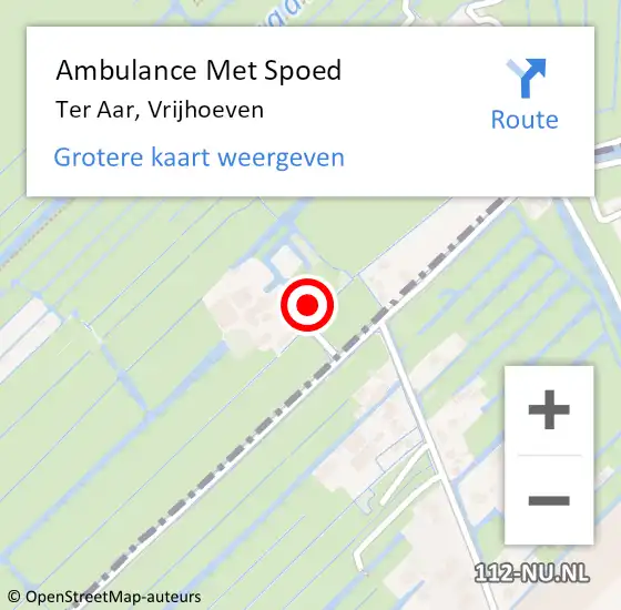 Locatie op kaart van de 112 melding: Ambulance Met Spoed Naar Ter Aar, Vrijhoeven op 10 april 2015 17:13