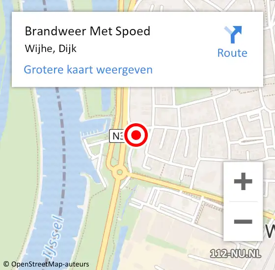 Locatie op kaart van de 112 melding: Brandweer Met Spoed Naar Wijhe, Dijk op 10 april 2015 17:28