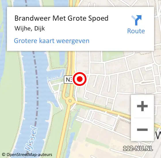 Locatie op kaart van de 112 melding: Brandweer Met Grote Spoed Naar Wijhe, Dijk op 10 april 2015 17:29