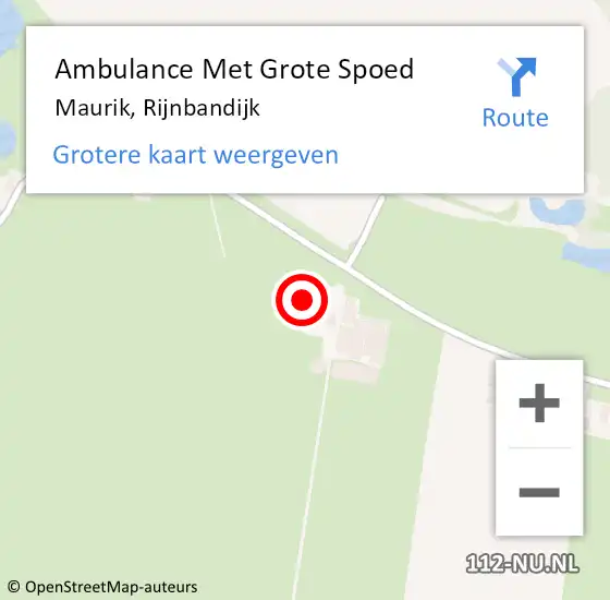 Locatie op kaart van de 112 melding: Ambulance Met Grote Spoed Naar Maurik, Rijnbandijk op 10 april 2015 17:36