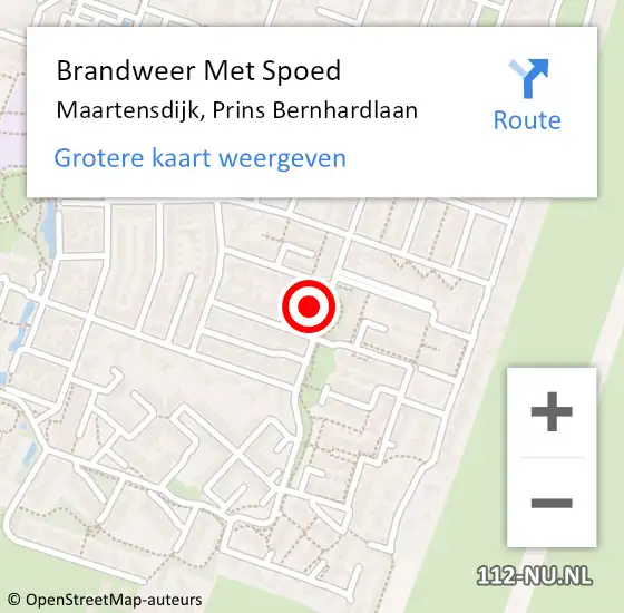 Locatie op kaart van de 112 melding: Brandweer Met Spoed Naar Maartensdijk, Prins Bernhardlaan op 10 april 2015 18:02