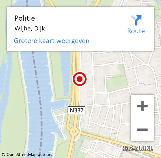 Locatie op kaart van de 112 melding: Politie Wijhe, Dijk op 10 april 2015 18:17