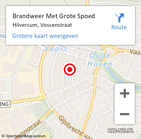 Locatie op kaart van de 112 melding: Brandweer Met Grote Spoed Naar Hilversum, Vossenstraat op 4 november 2013 16:57