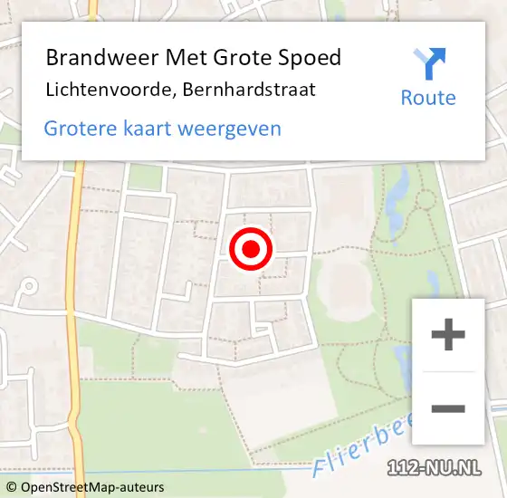 Locatie op kaart van de 112 melding: Brandweer Met Grote Spoed Naar Lichtenvoorde, Bernhardstraat op 10 april 2015 18:25