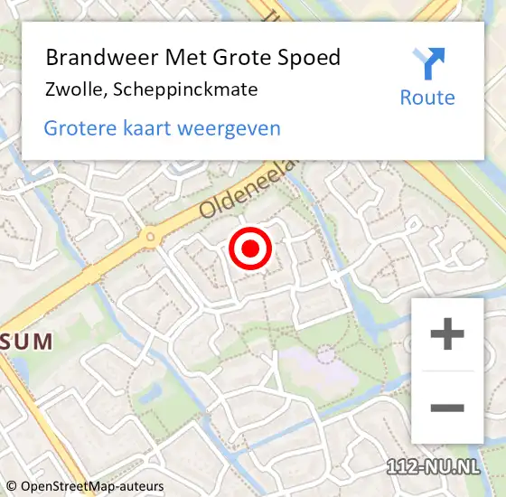 Locatie op kaart van de 112 melding: Brandweer Met Grote Spoed Naar Zwolle, Scheppinckmate op 4 november 2013 17:01