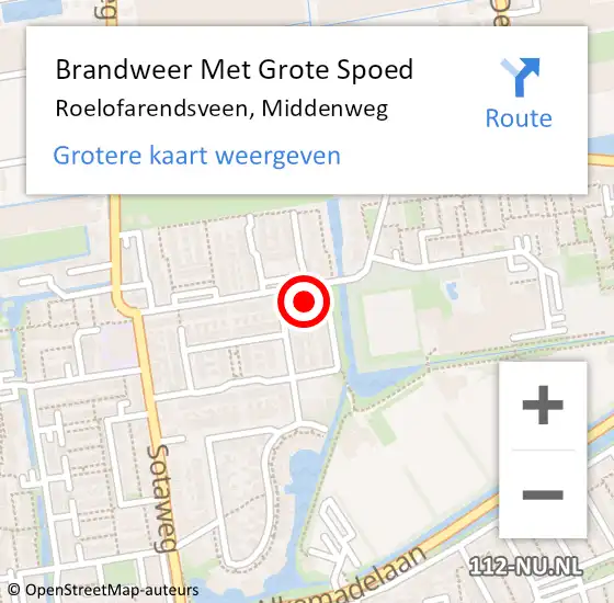 Locatie op kaart van de 112 melding: Brandweer Met Grote Spoed Naar Roelofarendsveen, Middenweg op 10 april 2015 19:22