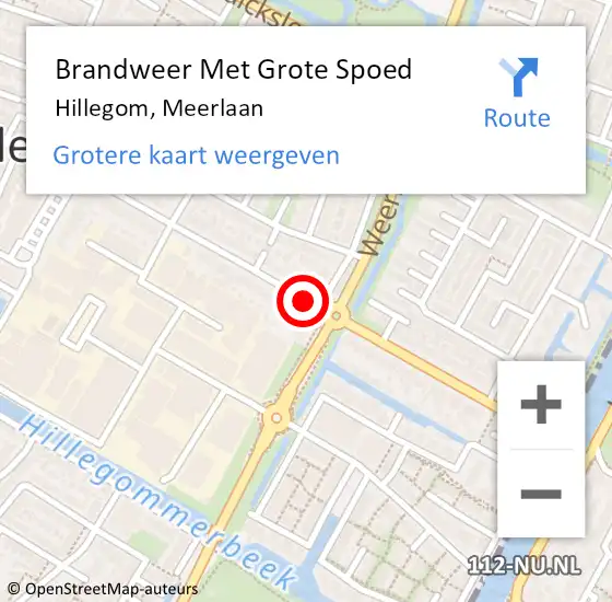 Locatie op kaart van de 112 melding: Brandweer Met Grote Spoed Naar Hillegom, Meerlaan op 10 april 2015 19:40