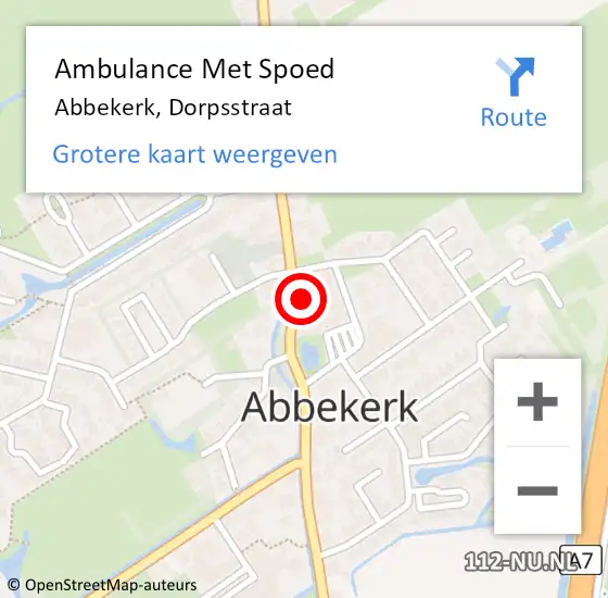 Locatie op kaart van de 112 melding: Ambulance Met Spoed Naar Abbekerk, Dorpsstraat op 4 november 2013 17:08