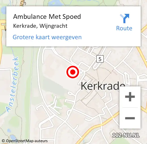 Locatie op kaart van de 112 melding: Ambulance Met Spoed Naar Kerkrade, Wijngracht op 10 april 2015 20:53