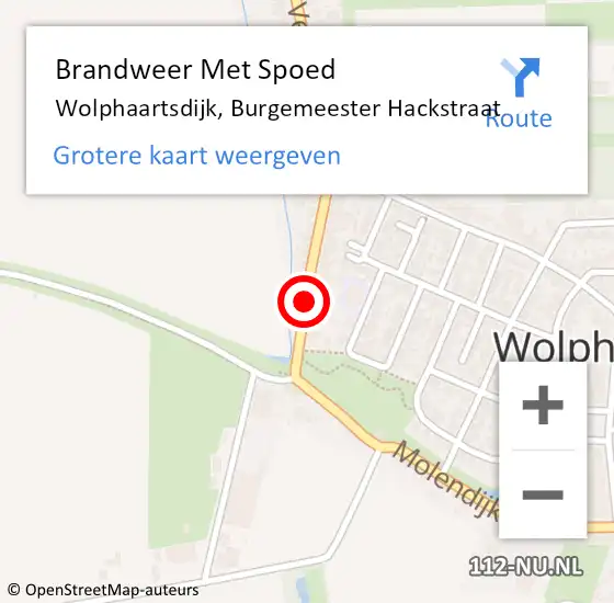 Locatie op kaart van de 112 melding: Brandweer Met Spoed Naar Wolphaartsdijk, Burgemeester Hackstraat op 10 april 2015 21:11