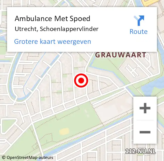 Locatie op kaart van de 112 melding: Ambulance Met Spoed Naar Utrecht, Schoenlappervlinder op 10 april 2015 21:16