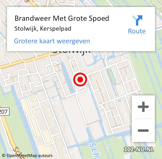 Locatie op kaart van de 112 melding: Brandweer Met Grote Spoed Naar Stolwijk, Kerspelpad op 10 april 2015 21:47