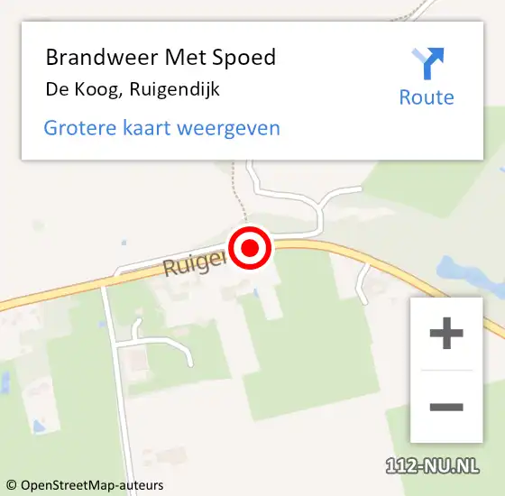 Locatie op kaart van de 112 melding: Brandweer Met Spoed Naar De Koog, Ruigendijk op 10 april 2015 21:54